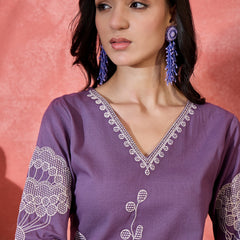 Pure Cotton Embroidered Straight With Trouser  Kurta Set