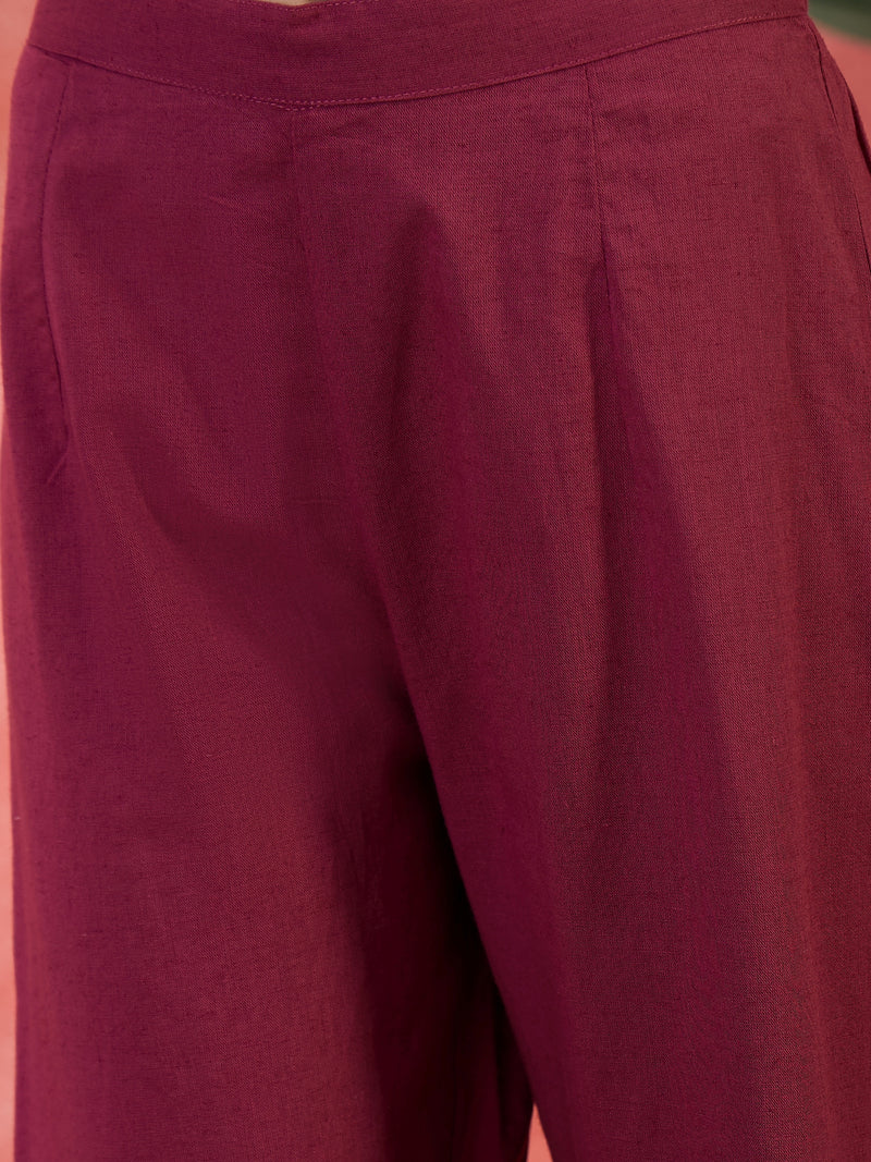 Pure Cotton Embroidered Straight With Trouser  Kurta Set