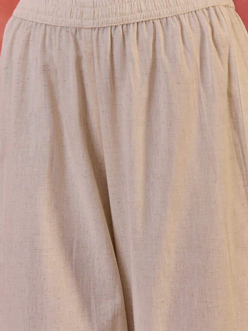 Pure Cotton Embroidered Straight With Palazzo  Kurta Set