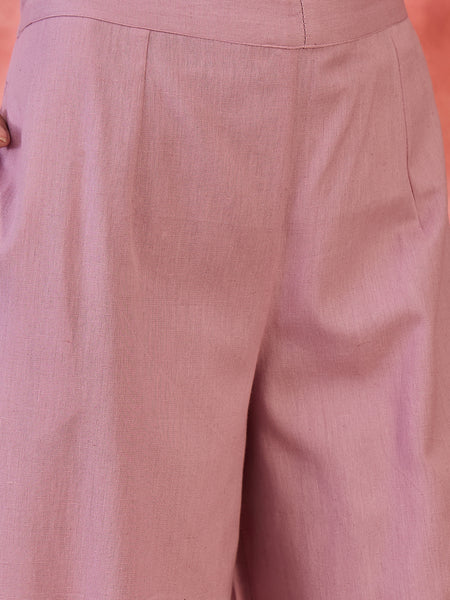 Mauve Sleeveless Mirror Work Kurta Set