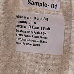 Off White Sleeveless Mirror Work Kurta Set