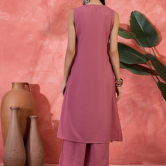 Sleeveless Mirror Work Kurta Set