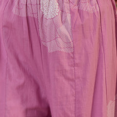 Mauve Floral Embroidered Kurta Set with Dupatta