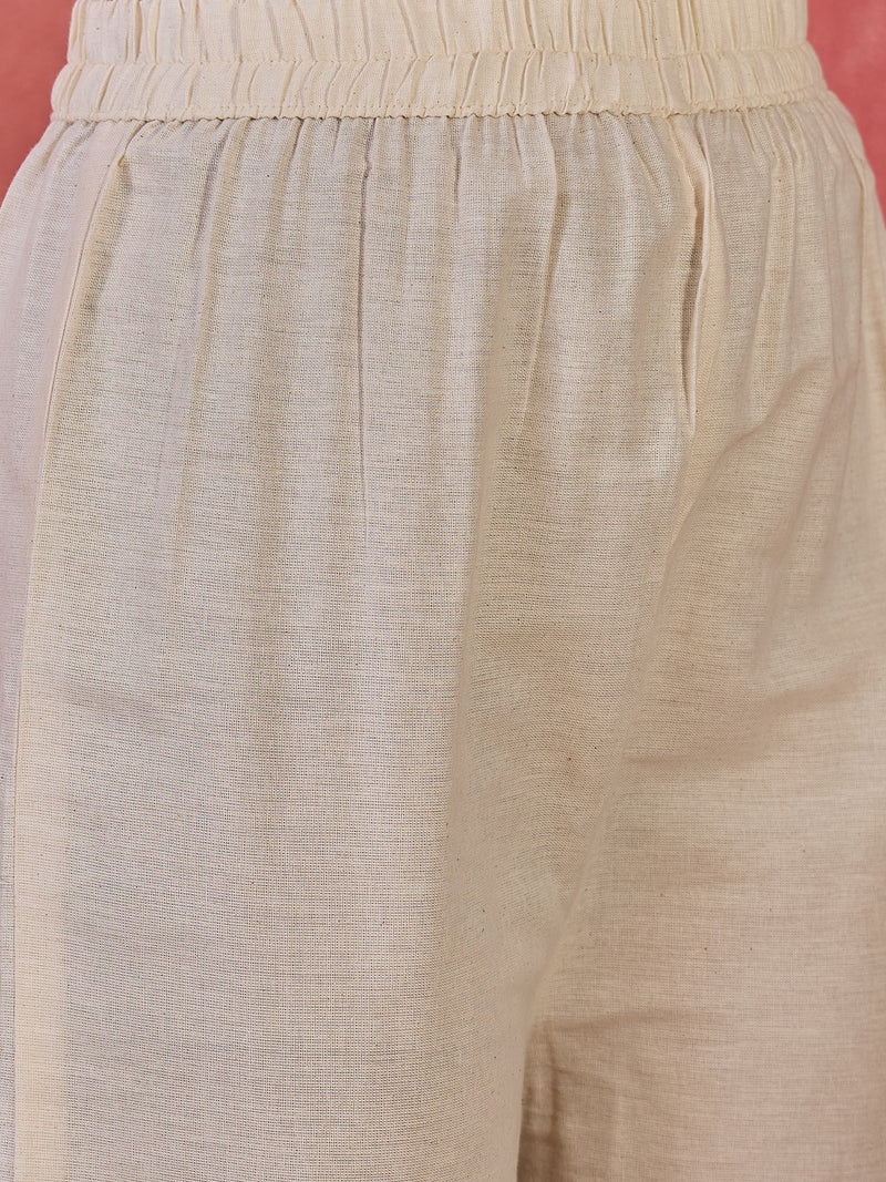 Floral Printed Pure Cotton Straight Kurta With Palazzo