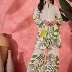 Floral Printed Pure Cotton Straight Kurta With Palazzo