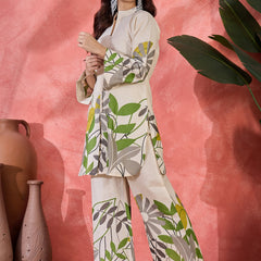 Floral Printed Pure Cotton Straight Kurta With Palazzo