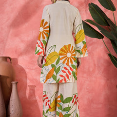 Floral Printed Pure Cotton Straight Kurta With Palazzo