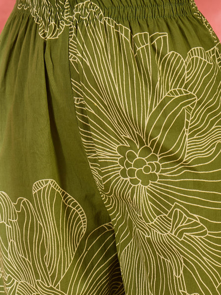 Green Embroidered Straight Kurta With Trousers