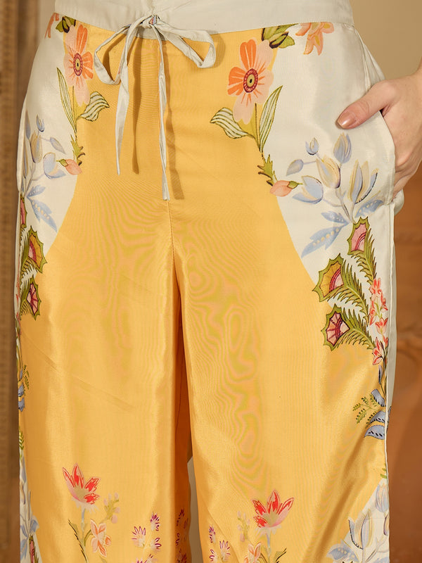 Embroidered & Printed Crepe  Lining in Kurta With Pant Co-Ords