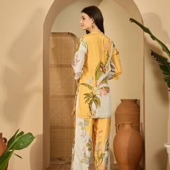 Embroidered & Printed Crepe  Lining in Kurta With Pant Co-Ords