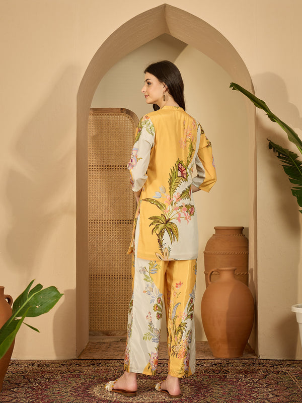 Embroidered & Printed Crepe  Lining in Kurta With Pant Co-Ords