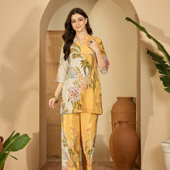 Embroidered & Printed Crepe  Lining in Kurta With Pant Co-Ords