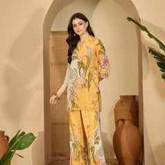 Embroidered & Printed Crepe  Lining in Kurta With Pant Co-Ords