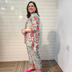 Floral Printed Cotton  Lining in Kurta With Pant Co-Ords