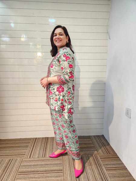 Floral Printed Cotton  Lining in Kurta With Pant Co-Ords