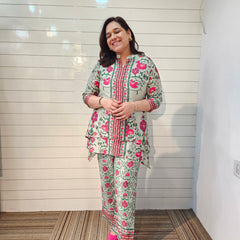 Floral Printed Cotton  Lining in Kurta With Pant Co-Ords