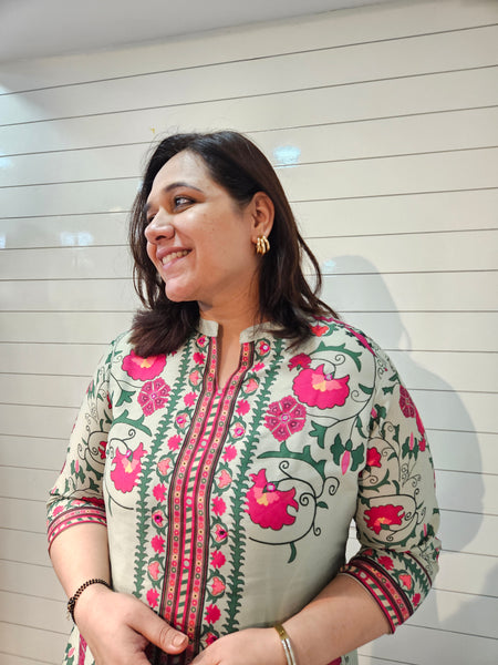 Floral Printed Cotton  Lining in Kurta With Pant Co-Ords