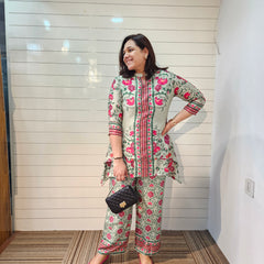 Floral Printed Cotton  Lining in Kurta With Pant Co-Ords