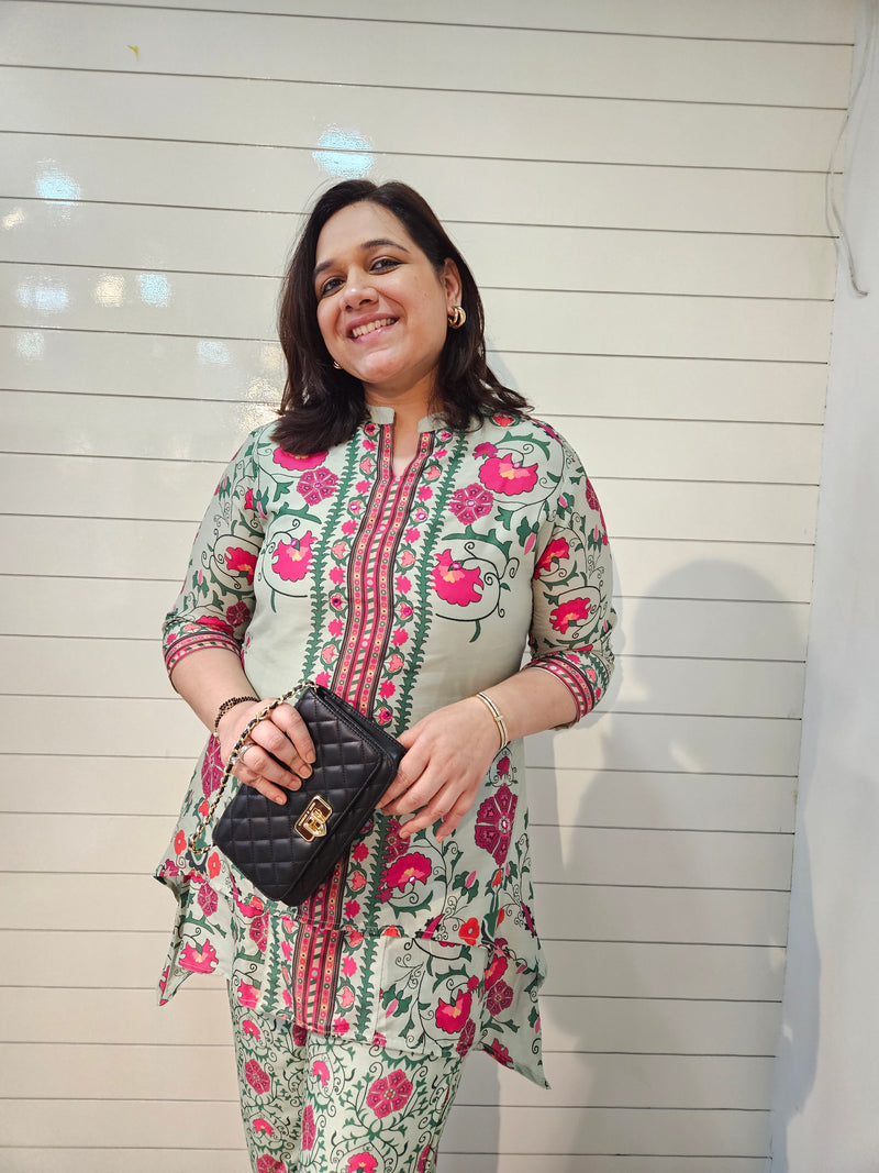 Floral Printed Cotton  Lining in Kurta With Pant Co-Ords