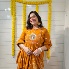 Embroidered & Printed  A-Line Kurta With Pant & Dupatta Kurta Set