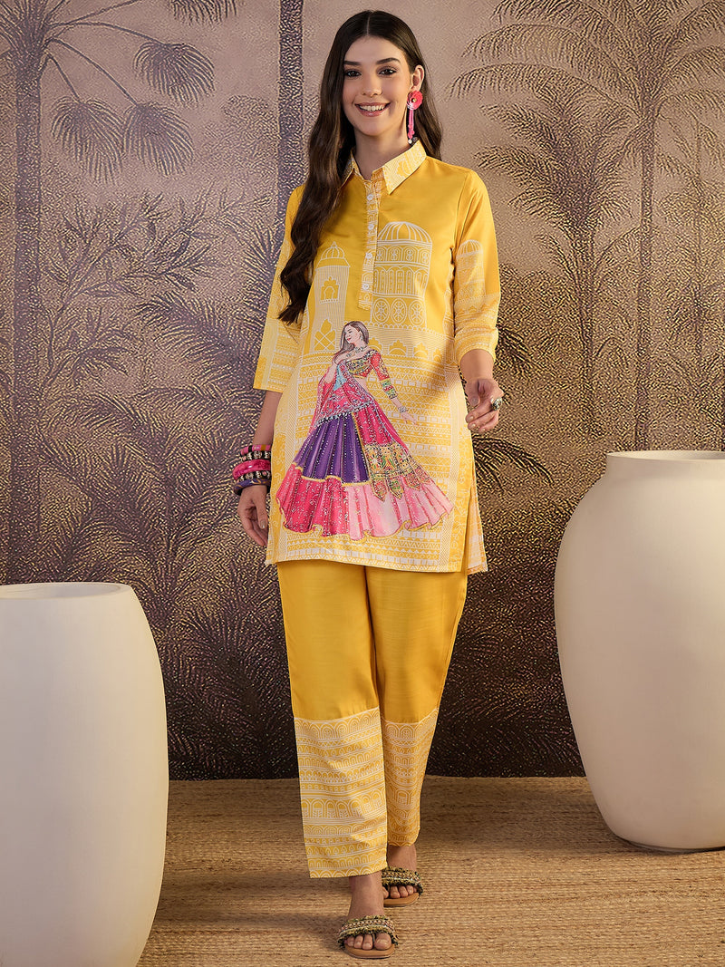 Embroidered & Printed  Tunic With Pant Co-Ords Set