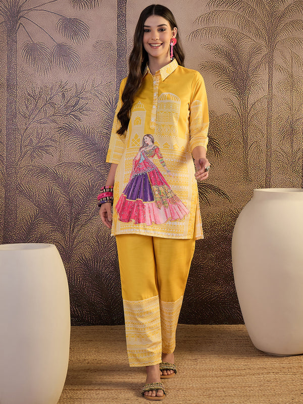 Embroidered & Printed  Tunic With Pant Co-Ords Set
