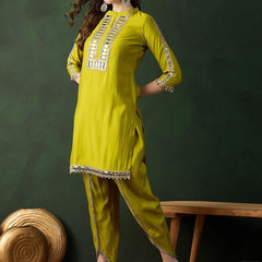 Embellished Mirror Work Tunic With Dhoti Pant Co-Ords
