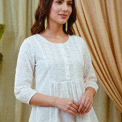 Ethnic Motifs Yoke Design Pure Cotton Short Kurti
