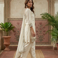 Pink Ethnic Motif Embroidered Kurta With Top & Trouser & Dupatta