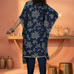 Floral Embroidered Regular Mirror Work Kaftan Kurta with Dhoti Pants