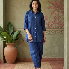 Navy Blue Solid Tunic with Salwar