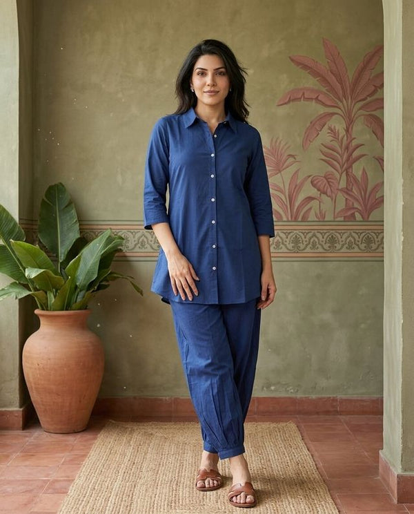Navy Blue Solid Tunic with Salwar