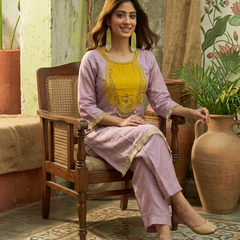 Floral Embroidered & Mirror Work Tunic With & Trouser