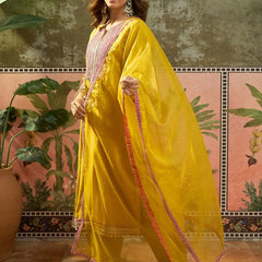 Floral Embroidered Straighte Kurta With Trouser & Dupatta  Kurta Set