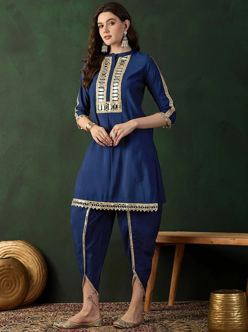 Embellished Mirror Work Tunic With Dhoti Pant Co-Ords