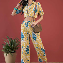 Ethnic Motifs Printed Top Jacket With Trousers