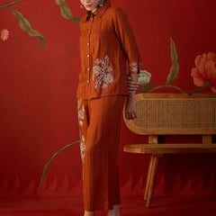 Floral Embroidered Tunic With & Trousers