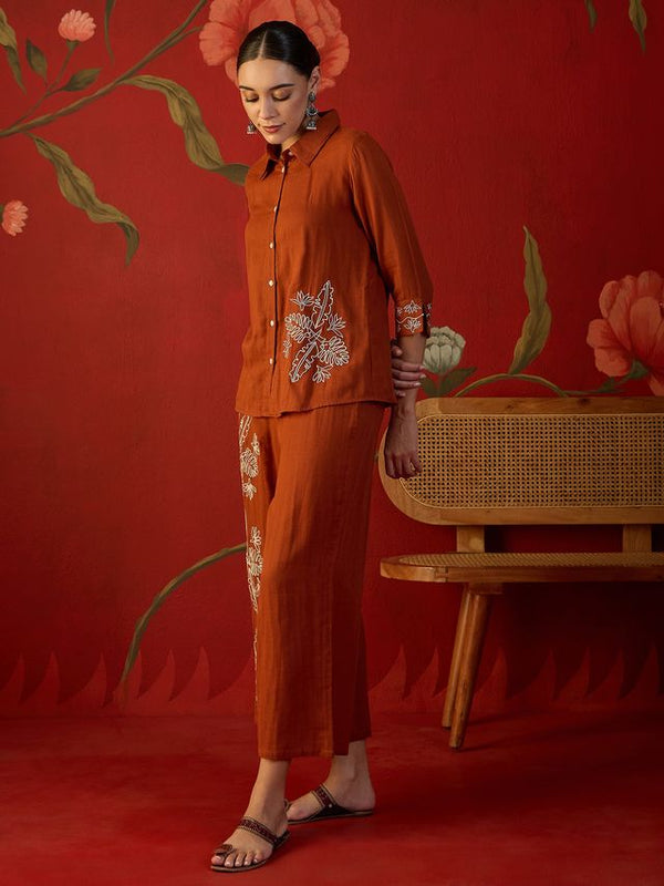 Floral Embroidered Tunic With & Trousers
