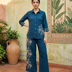 Floral Embroidered Tunic With & Trousers