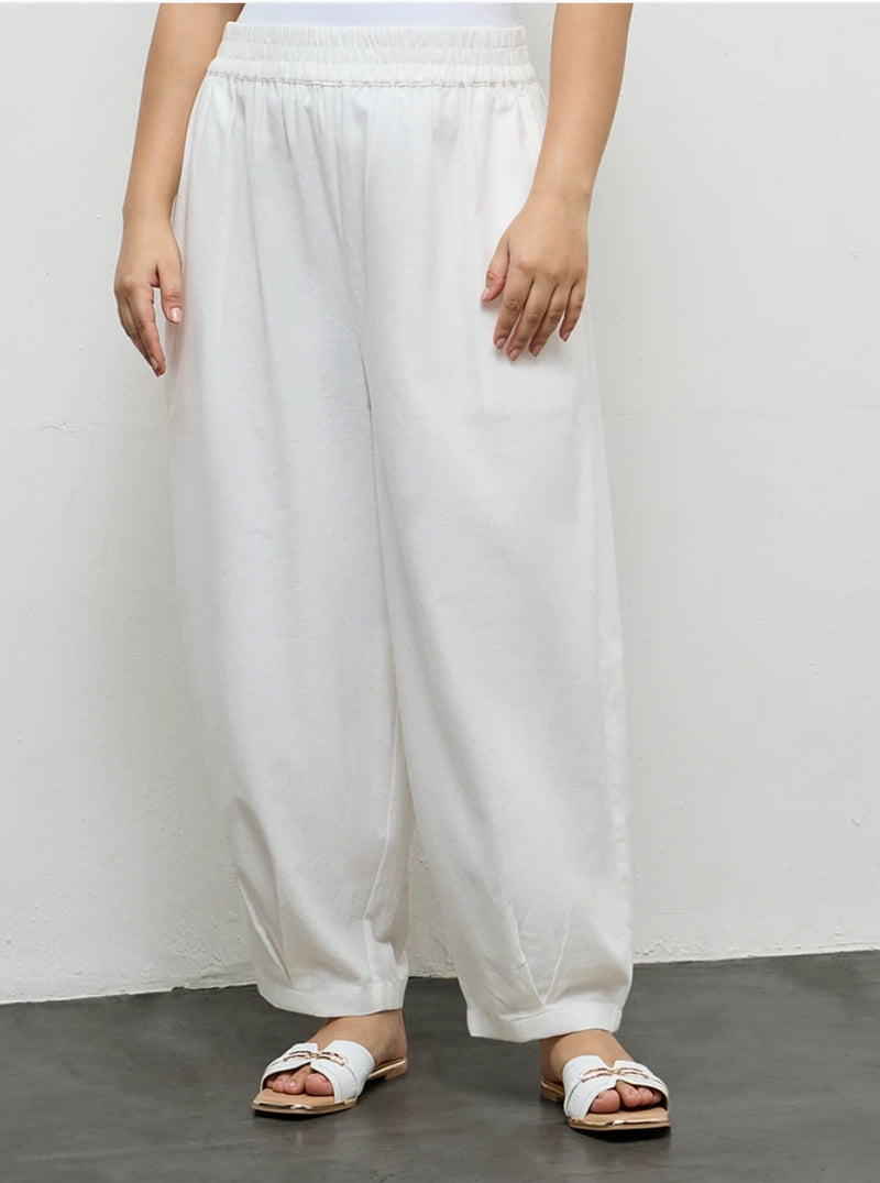 Linen Cotton Balloon Fit Trousers