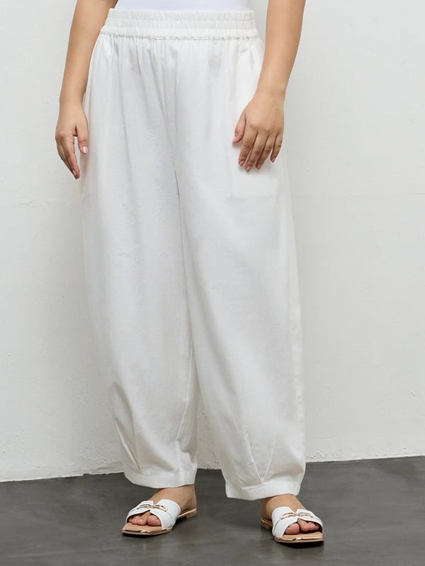 Linen Cotton Balloon Fit Trousers