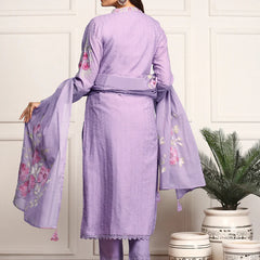 Pure Cotton Floral Embroidered Kurta with Trouser & Dupatta Kurta Set