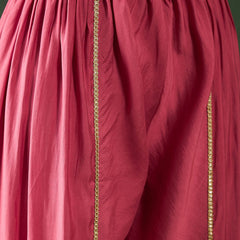 Floral Embroidered Mirror Work Straight Kurta With Dhoti Pant