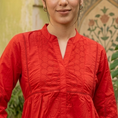 Ethnic Motifs Yoke Design Pure Cotton Short Kurti