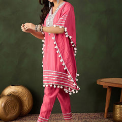 Geometric Embroidered & Mirror Work Kaftan Kurta With Trouser