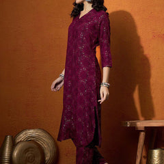 Women Printed Straight Kurta With Trouser
