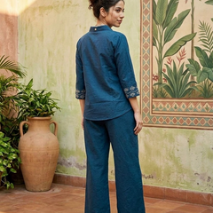Floral Embroidered Tunic With & Trousers