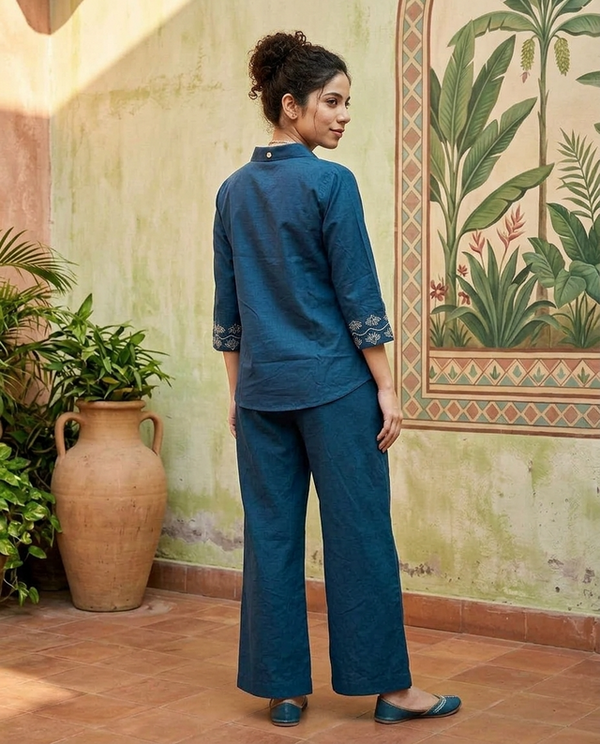 Floral Embroidered Tunic With & Trousers