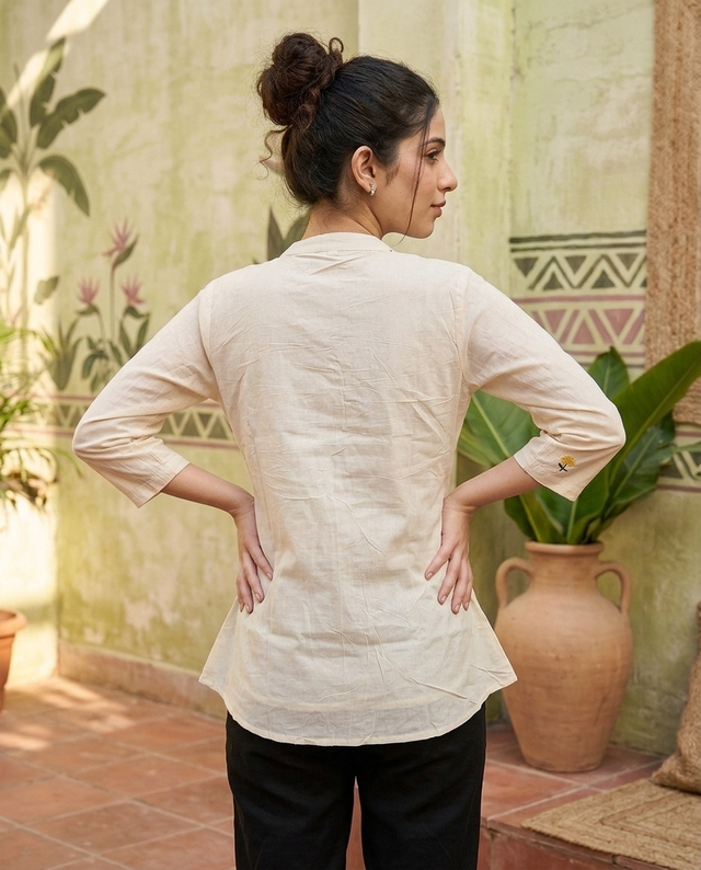 Floral Embroidered Staright Short Kurti