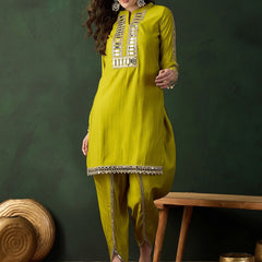 Embellished Mirror Work Tunic With Dhoti Pant Co-Ords